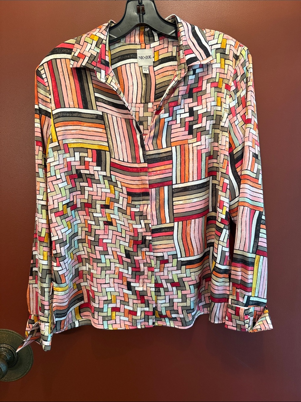 NIC+ZOE Multicolor Geometric Stripe Button-Front Shirt